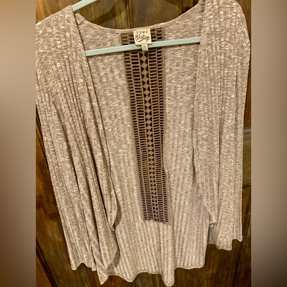 Como Vintage Taupe Open-Front Cardigan